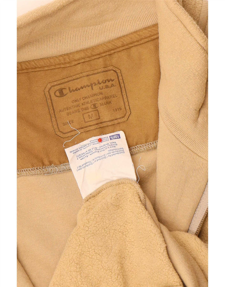 Champion Mens Fleece Tracksuit Top Jacket Medium Beige Cotton