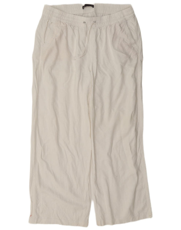 Marks & Spencer Womens Loose Fit Casual Trousers UK 16 Large W34 L28 White
