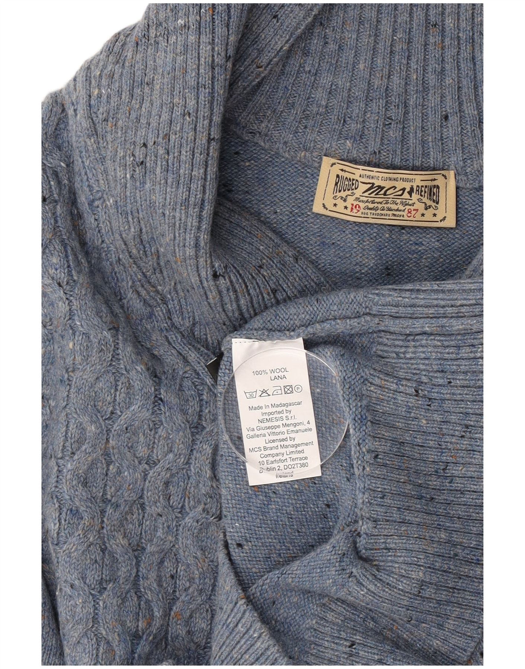 Marlboro Classics Mens Shawl Neck Jumper Sweater Small Blue Flecked Wool