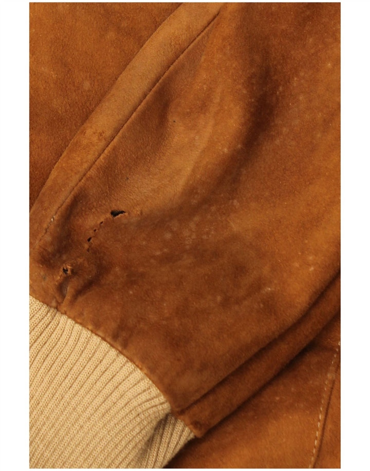 Vintage Mens Suede Bomber Jacket IT 52 XL Brown Leather