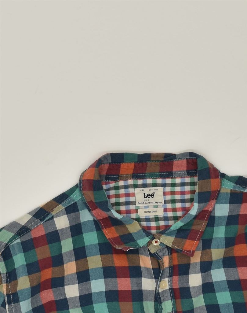 LEE Mens Shirt Large Multicoloured Gingham Cotton | Vintage Lee | Thrift | Second-Hand Lee | Used Clothing | Messina Hembry 