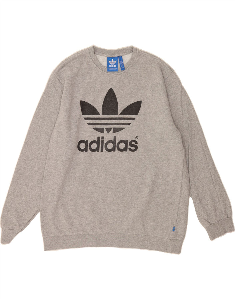 ADIDAS Mens Graphic Sweatshirt Jumper XL Grey Cotton Vintage Adidas and Second-Hand Adidas from Messina Hembry 