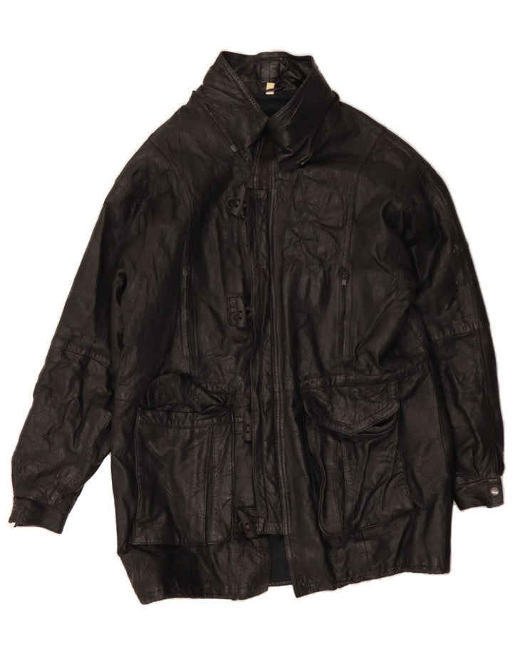 VINTAGE Mens Leather Jacket UK 40 Large Black Leather Vintage Vintage and Second-Hand Vintage from Messina Hembry 