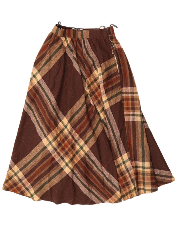 BETTY BARCLAY Womens High Waist A-Line Skirt W26 Small Brown Plaid