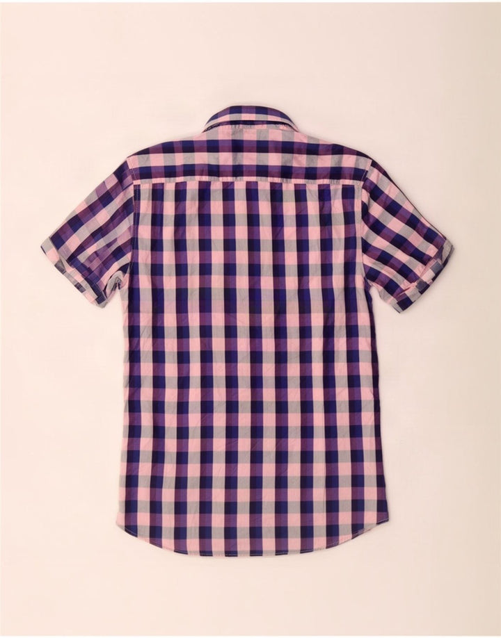 Ted Baker Mens Short Sleeve Shirt Size 3 Medium Multicoloured Check Cotton