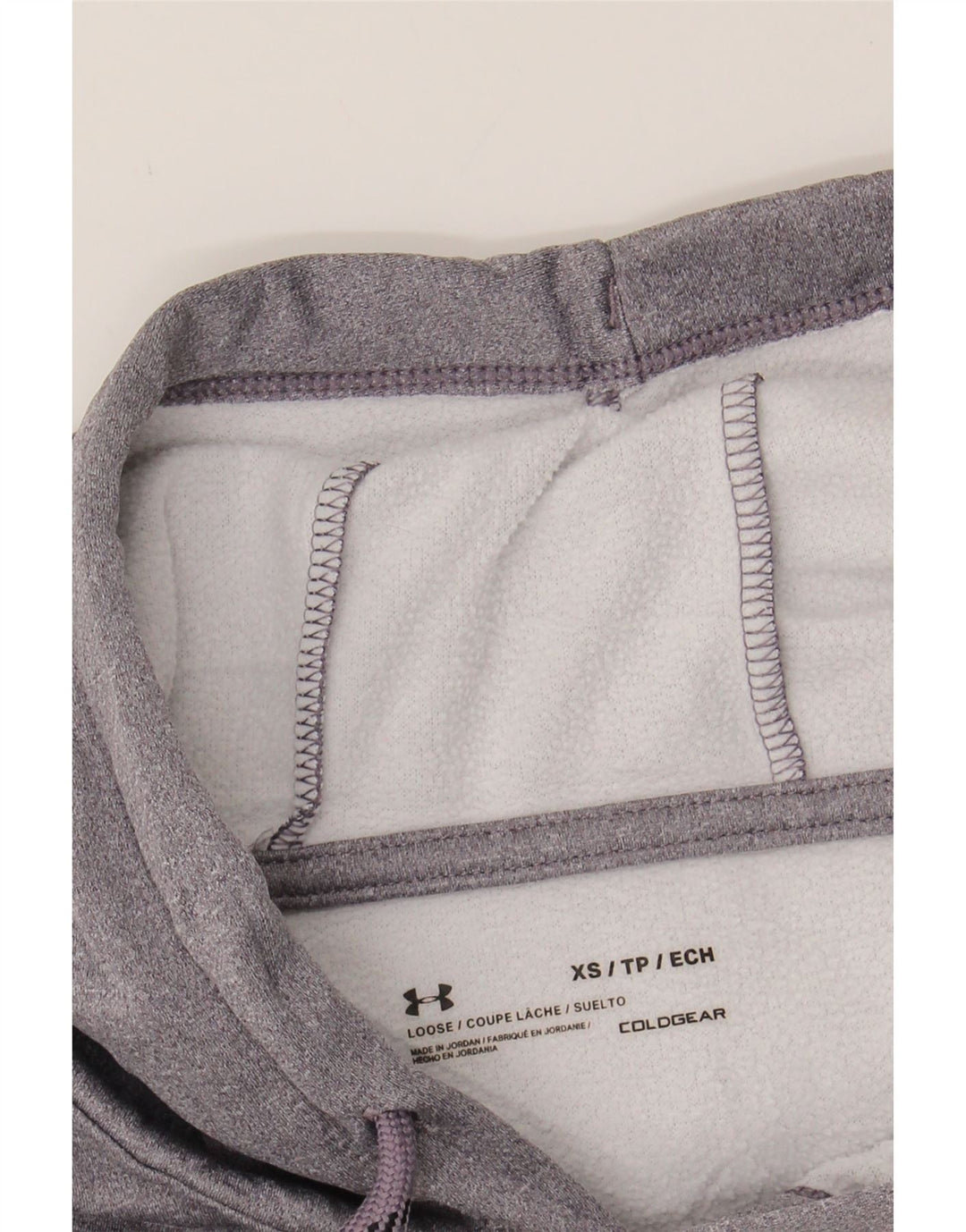 UNDER ARMOUR Womens Oversized Graphic Hoodie Jumper UK 6 XS Grey Polyester Vintage Under Armour and Second-Hand Under Armour from Messina Hembry 