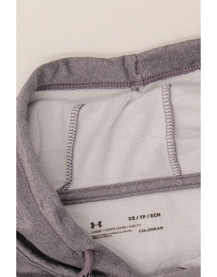 UNDER ARMOUR Womens Oversized Graphic Hoodie Jumper UK 6 XS Grey Polyester Vintage Under Armour and Second-Hand Under Armour from Messina Hembry 