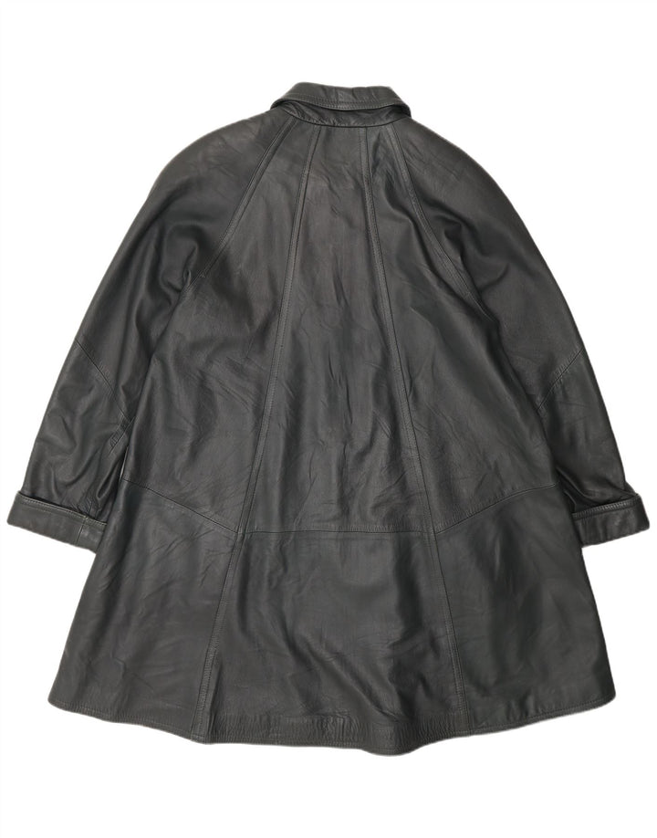 Vintage Womens Leather Coat EU 38 Medium Grey