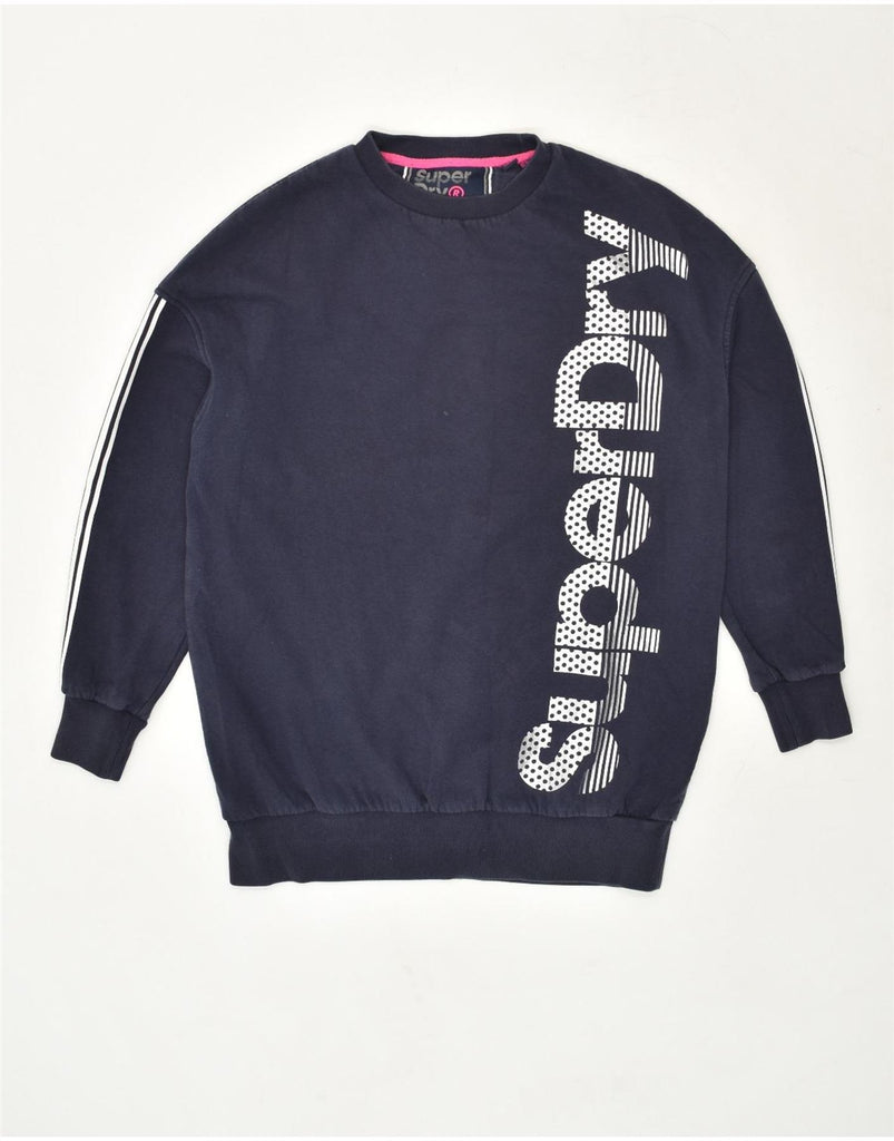 SUPERDRY Womens Oversized Graphic Sweatshirt Jumper UK 10 Small  Navy Blue | Vintage Superdry | Thrift | Second-Hand Superdry | Used Clothing | Messina Hembry 