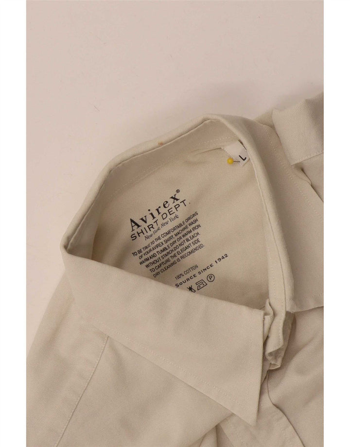 Avirex Mens Shirt Large Off White Cotton