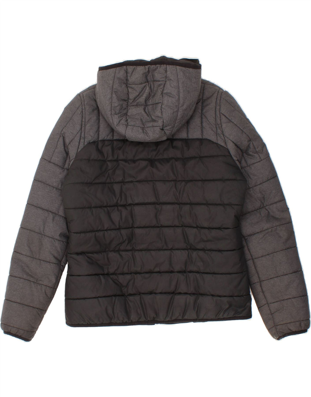 REEBOK Womens Hooded Padded Jacket UK 12/14 Medium Black Colourblock Vintage Reebok and Second-Hand Reebok from Messina Hembry 