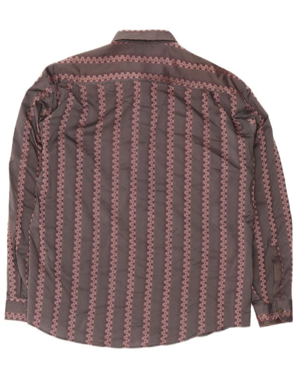Wampum Mens Shirt Medium Grey Geometric Acrylic Classic