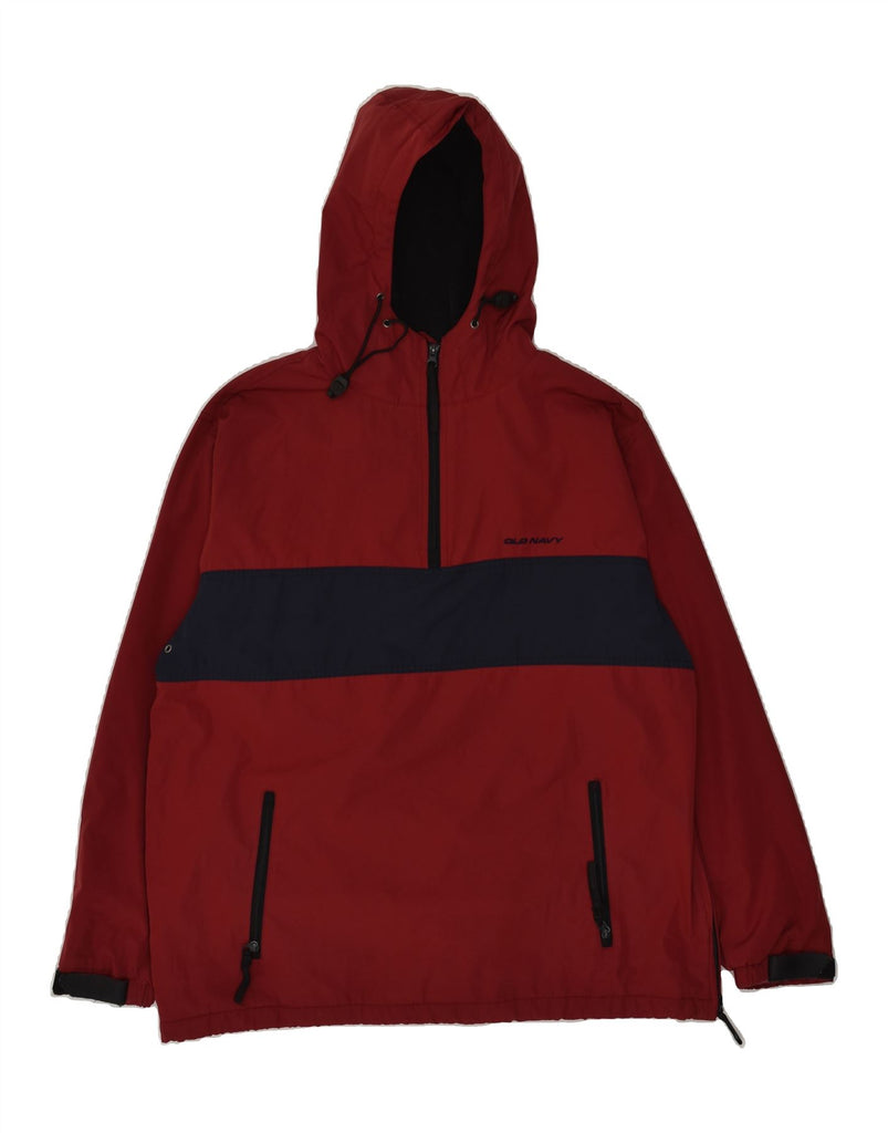 OLD NAVY Mens Hooded Pullover Rain Jacket UK 40 Large Maroon Colourblock | Vintage Old Navy | Thrift | Second-Hand Old Navy | Used Clothing | Messina Hembry 
