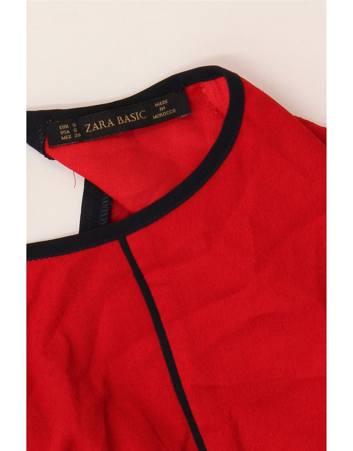 ZARA Womens Short Sleeves Shift Dress UK 10 Small Red