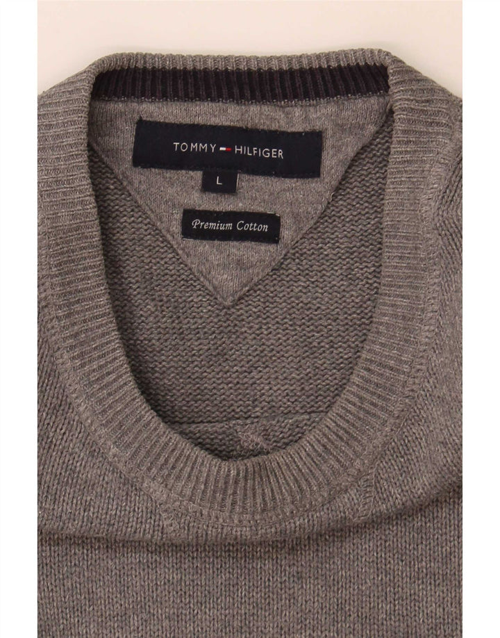 Tommy Hilfiger Mens Crew Neck Jumper Sweater Large Grey