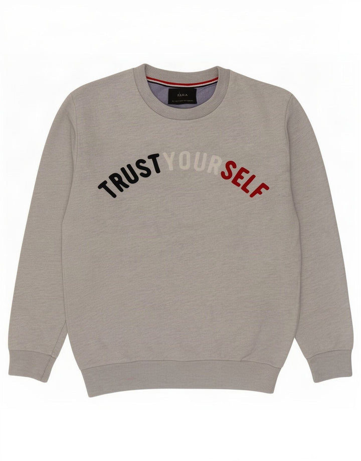 Zara Mens Graphic Sweatshirt Jumper Small Grey