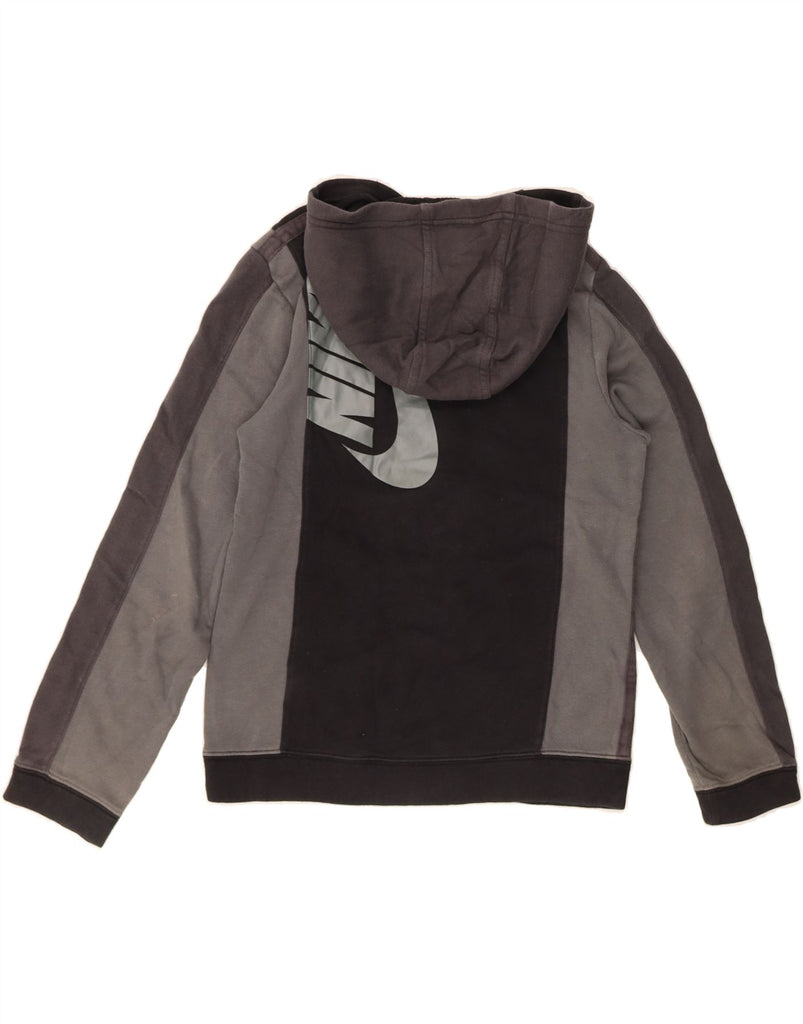 NIKE Boys Graphic Hoodie Jumper 12-13 Years Large Black Colourblock Cotton Vintage Nike and Second-Hand Nike from Messina Hembry 