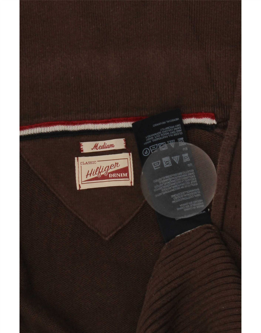 Tommy Hilfiger Mens Cardigan Sweater Medium Brown Cotton