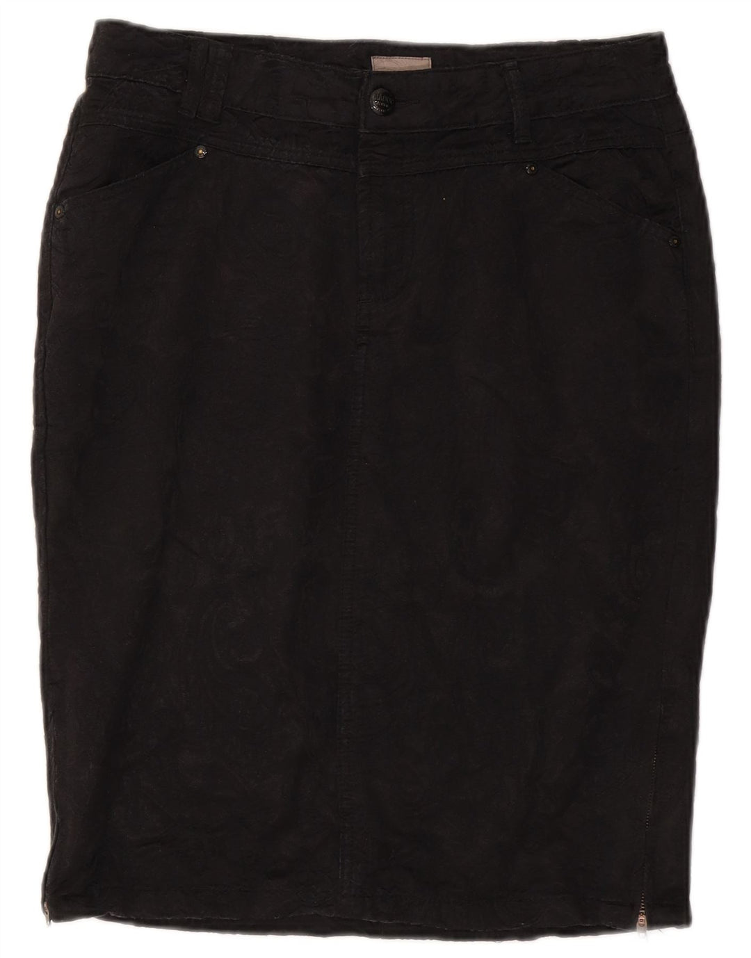 Vintage Womens Pencil Skirt EU 40 Medium W30 Black Cotton Classic