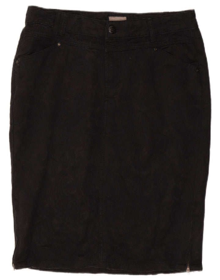 Vintage Womens Pencil Skirt EU 40 Medium W30 Black Cotton Classic
