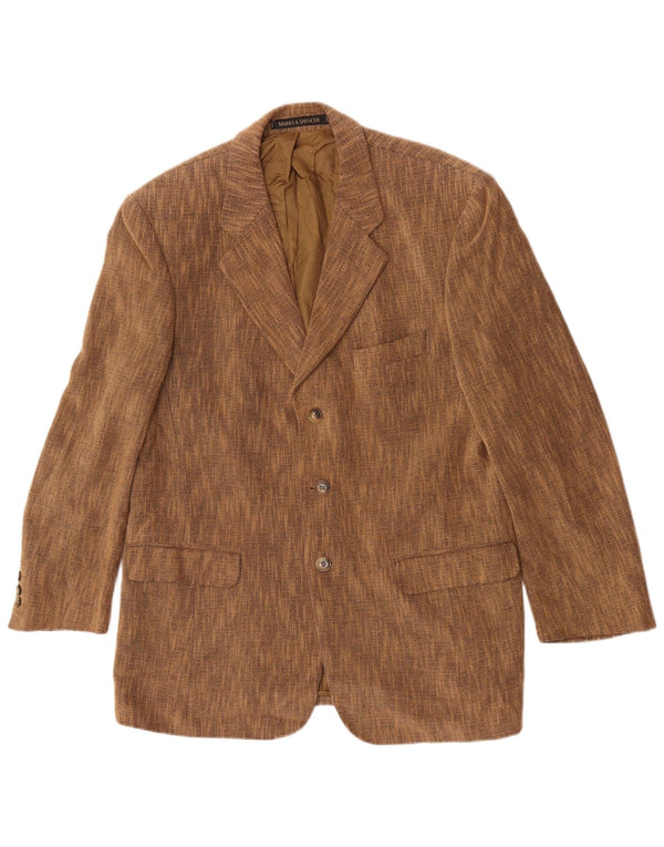 Marks & Spencer Mens 3 Button Blazer Jacket UK 38 Medium Brown Flecked