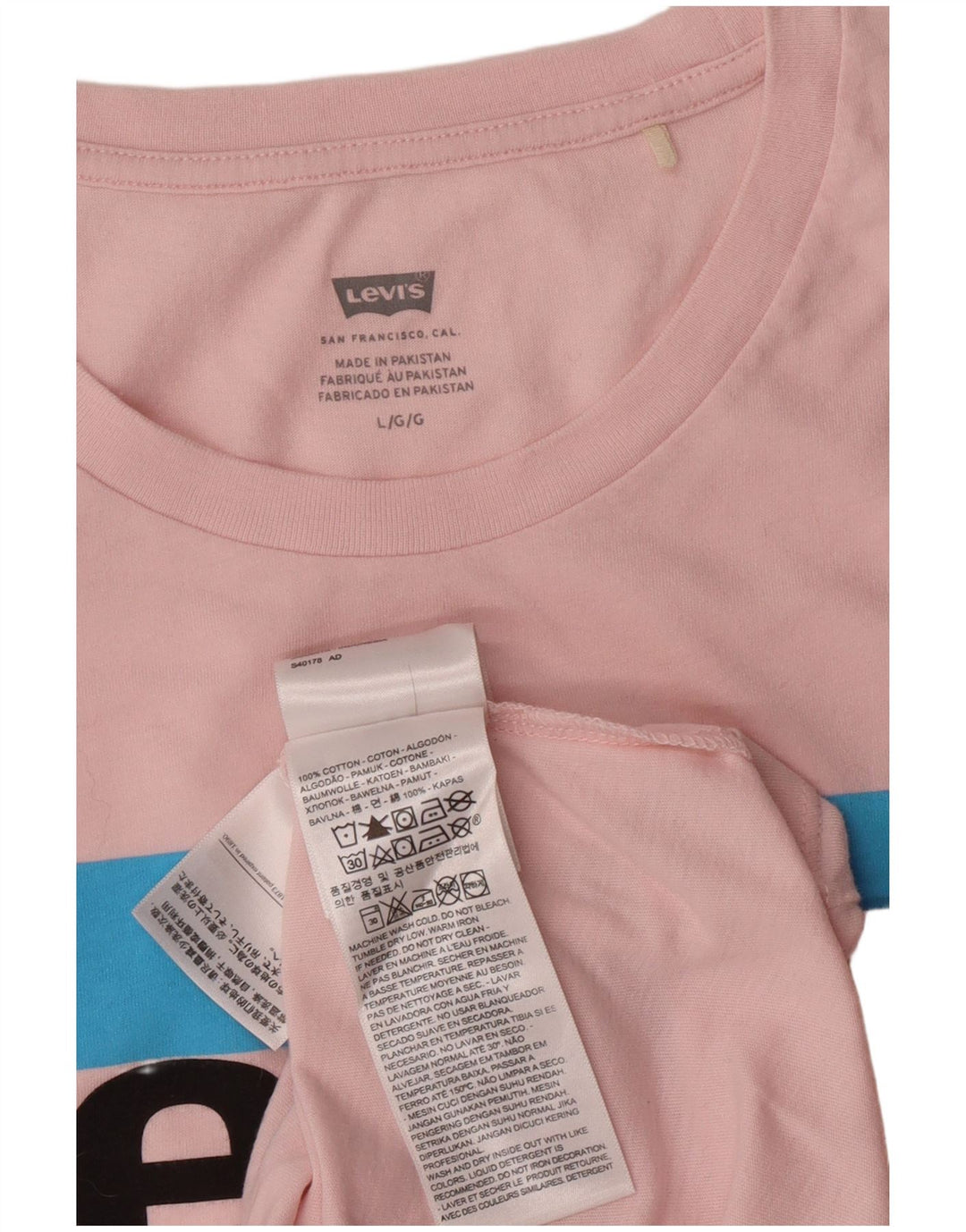 Levi's Womens Graphic T-Shirt Top UK 16 Large Pink