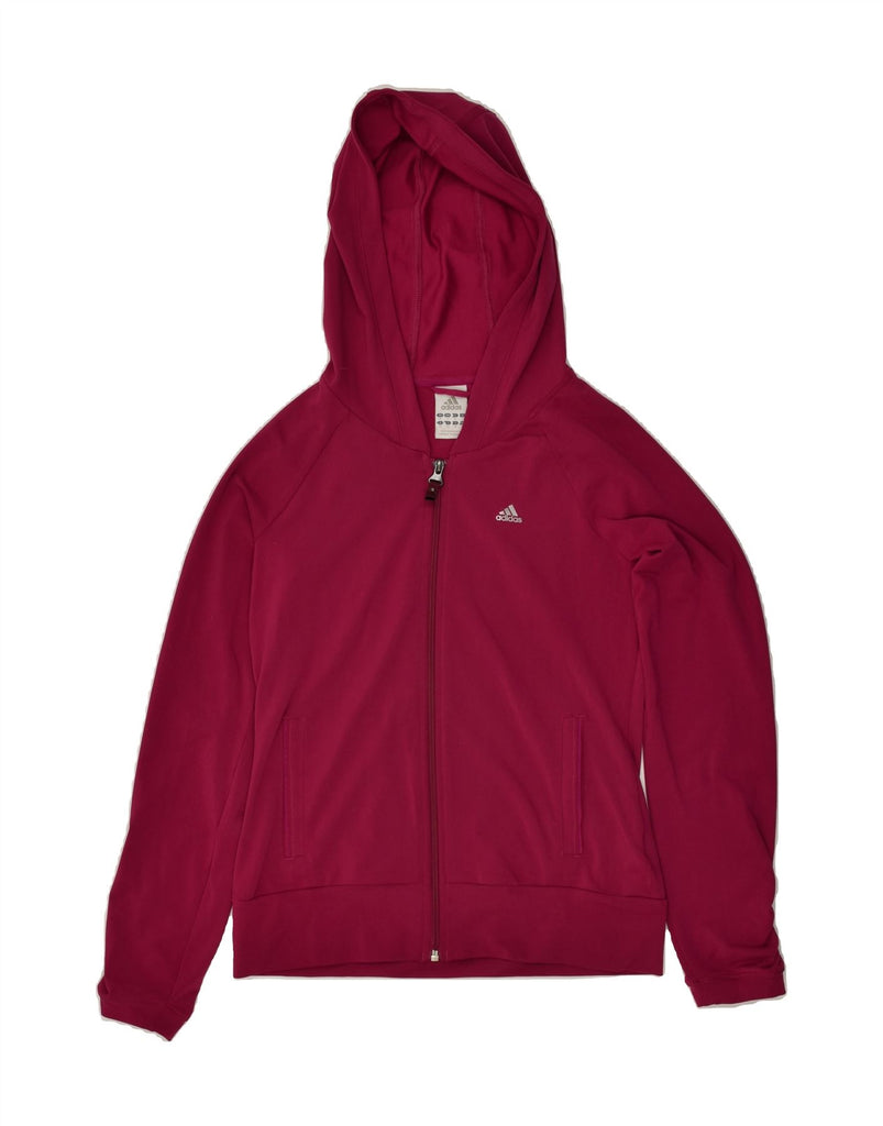 ADIDAS Womens Climalite Zip Hoodie Sweater UK 10 Small Burgundy Polyester Vintage Adidas and Second-Hand Adidas from Messina Hembry 