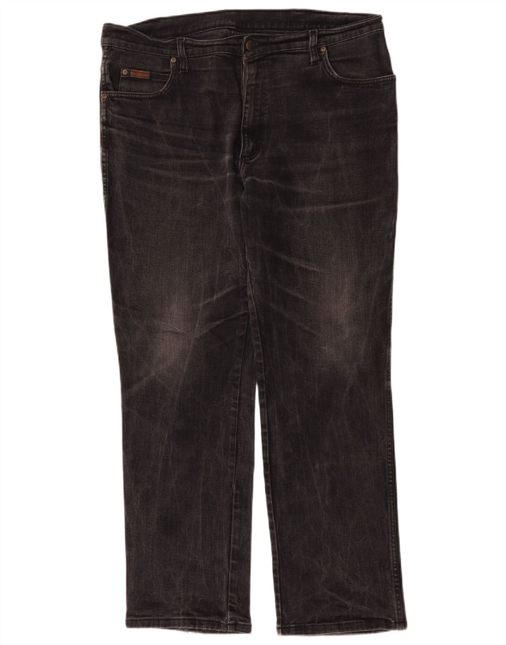 Wrangler Mens Texas Stretch Straight Jeans W38 L32 Black Cotton