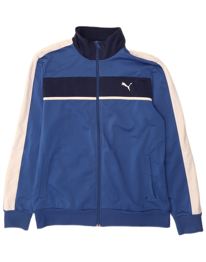 Puma Mens Tracksuit Top Jacket Large Blue Colourblock Polyester