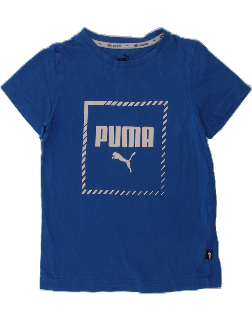 PUMA Boys Graphic T-Shirt Top 7-8 Years Blue Cotton | Vintage Puma | Thrift | Second-Hand Puma | Used Clothing | Messina Hembry 