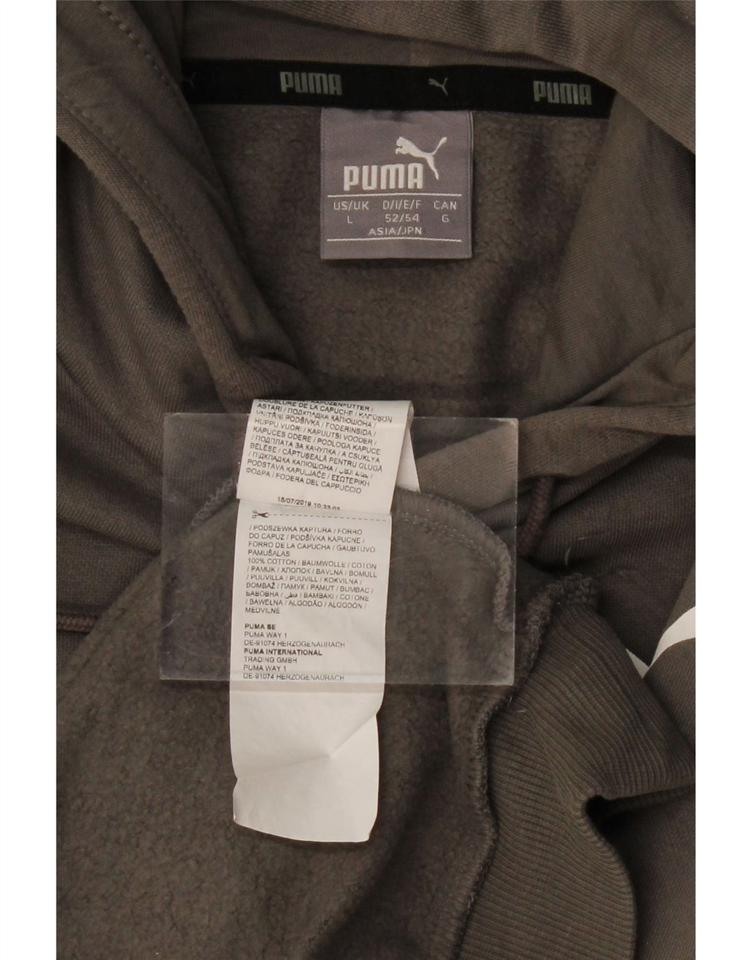 PUMA Mens Graphic Hoodie Jumper Large Grey Cotton
