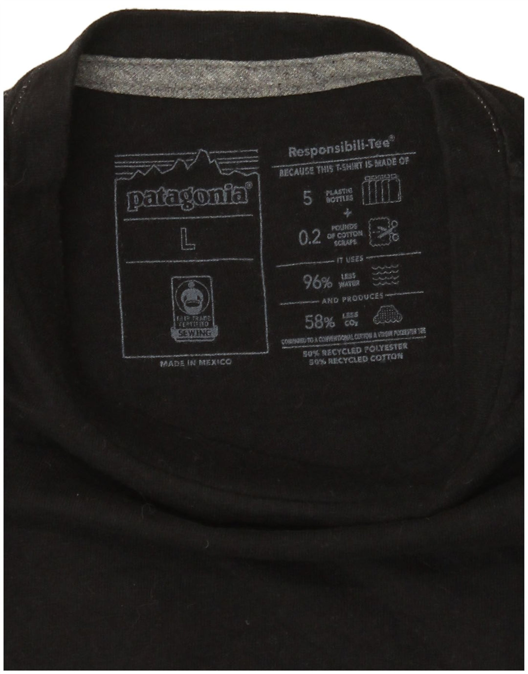 Patagonia Womens Graphic T-Shirt Top UK 16 Large Black Polyester