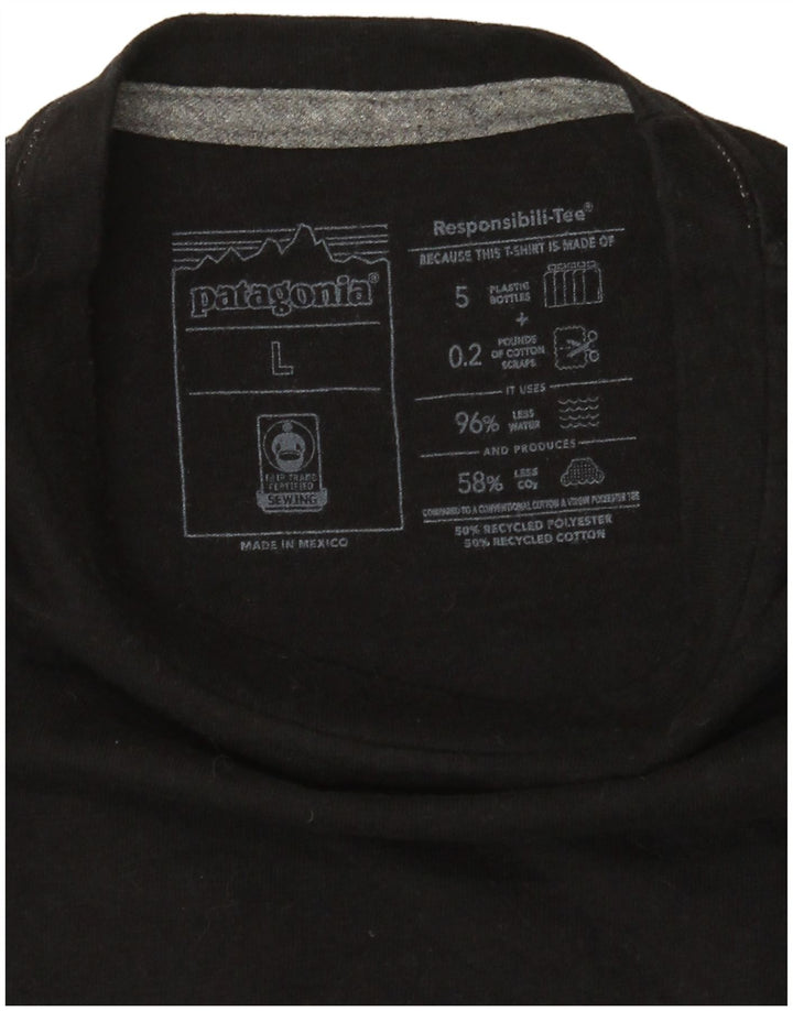 Patagonia Womens Graphic T-Shirt Top UK 16 Large Black Polyester