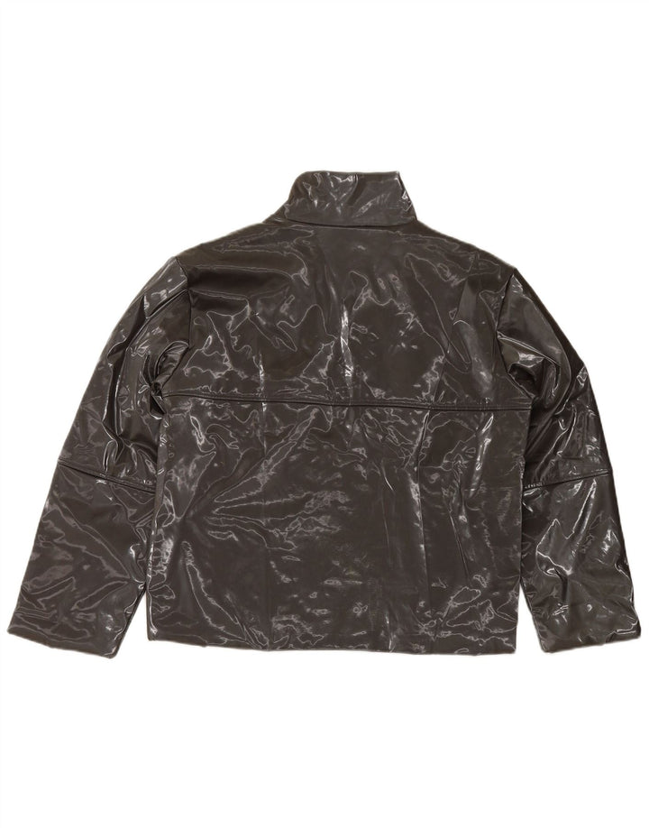 Crazy World Womens Oversized Bomber Jacket UK 14 Medium Black Polyester