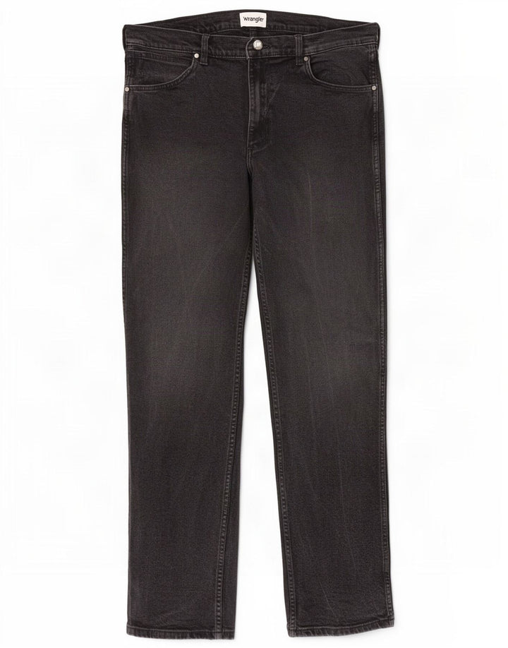Wrangler Mens Straight Jeans W36 L36 Black Cotton