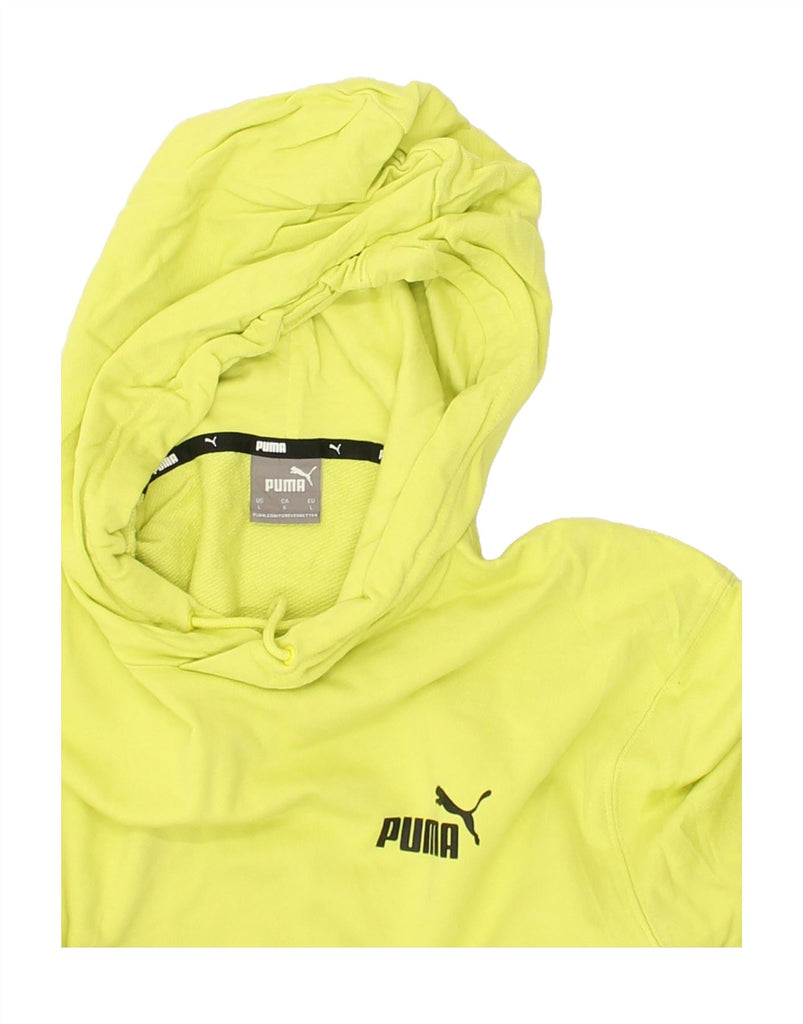 PUMA Mens Graphic Hoodie Jumper Large Yellow Colourblock Cotton | Vintage Puma | Thrift | Second-Hand Puma | Used Clothing | Messina Hembry 