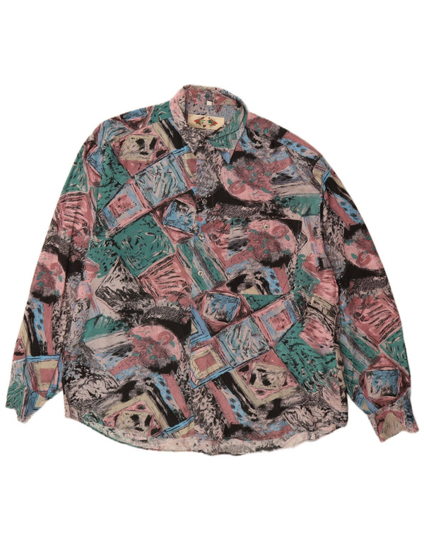 Vintage Mens Abstract Pattern Shirt Size 41/42 Large Multicoloured Viscose