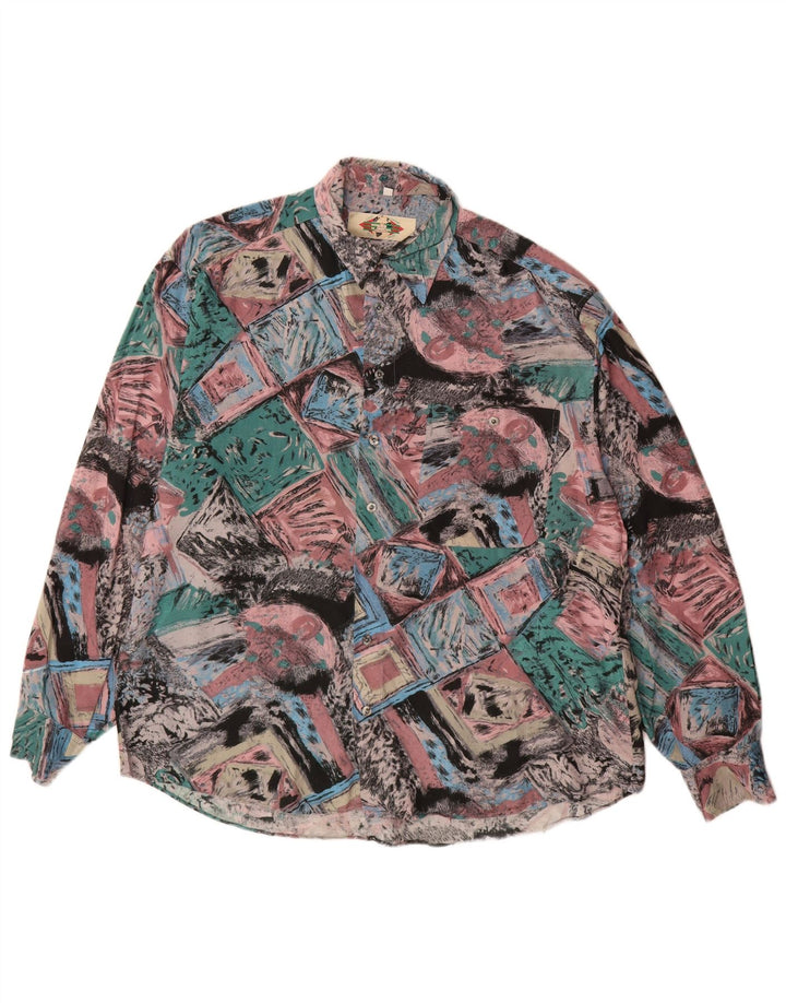 Vintage Mens Abstract Pattern Shirt Size 41/42 Large Multicoloured Viscose
