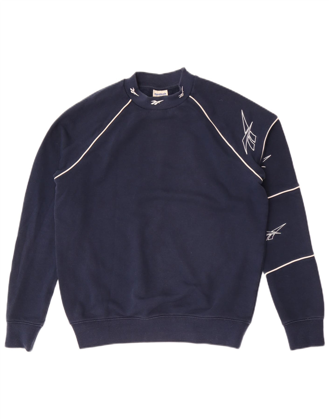 Reebok Womens Graphic Oversized Sweatshirt Jumper UK 4/6 XS Navy Blue