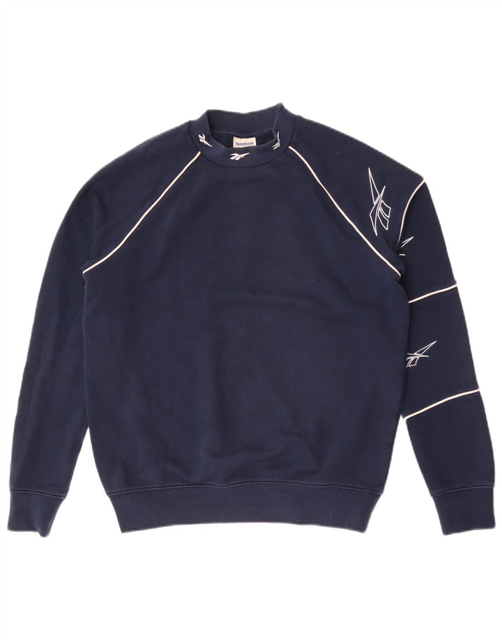 Reebok Womens Graphic Oversized Sweatshirt Jumper UK 4/6 XS Navy Blue