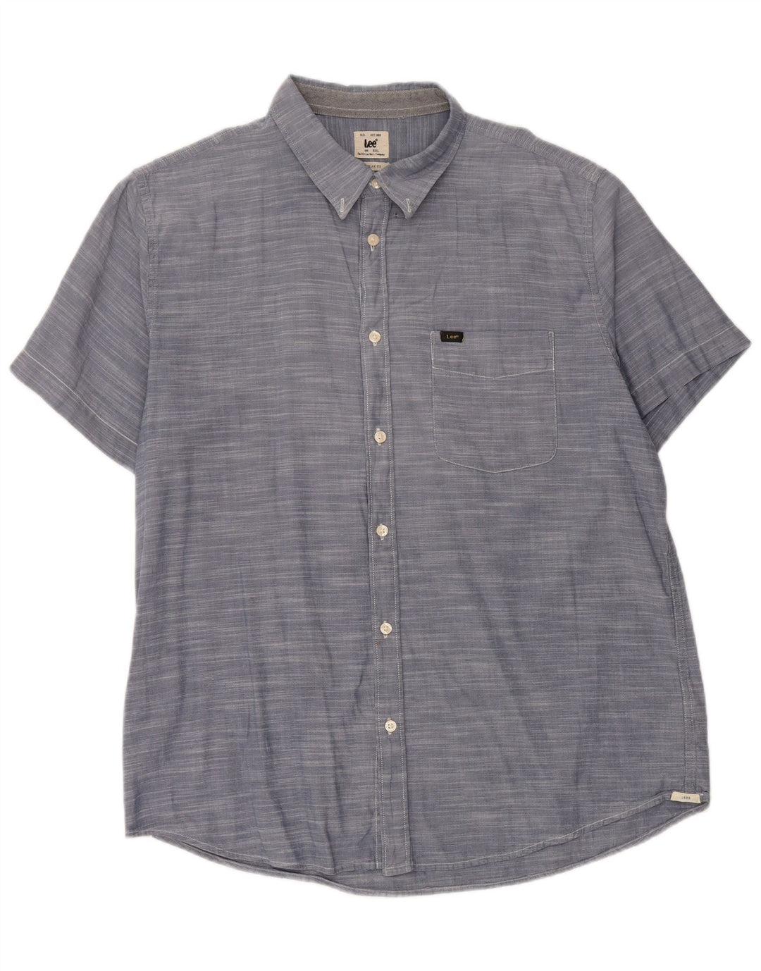 LEE Mens Regular Fit Short Sleeve Shirt 2XL Blue Cotton