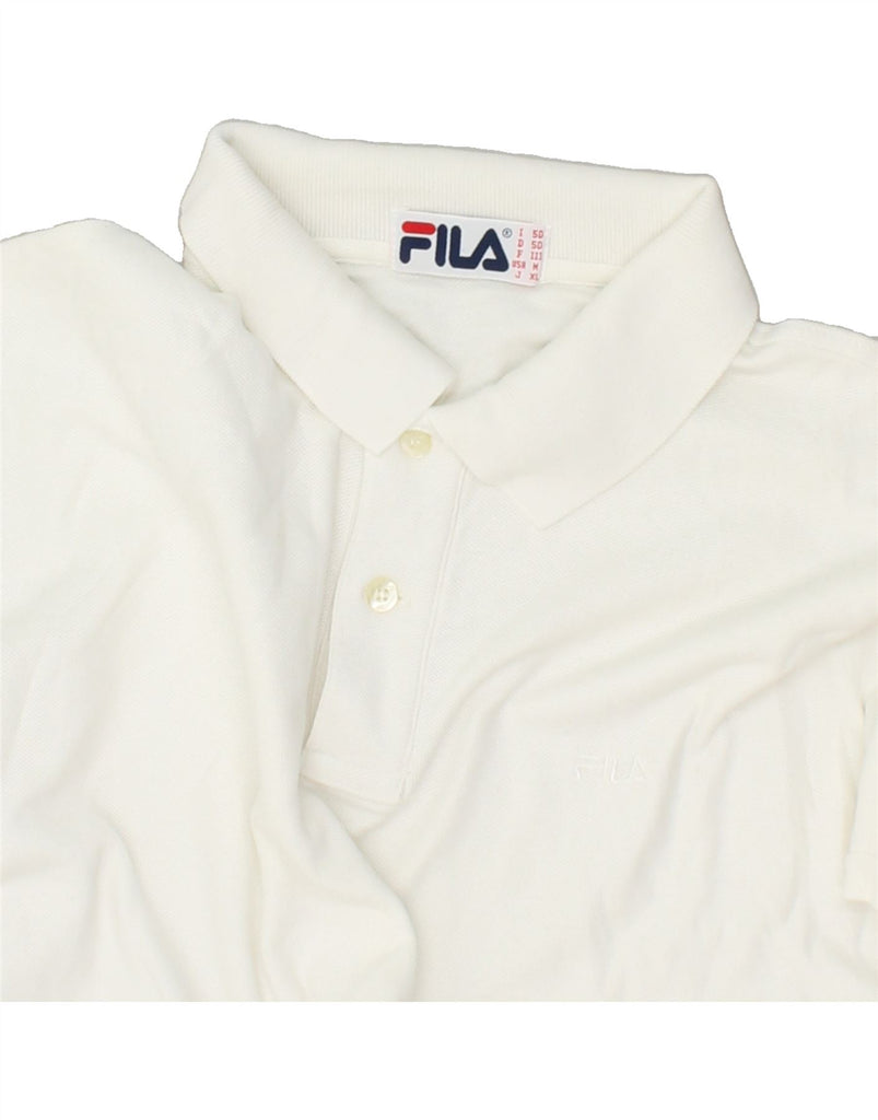 FILA Mens Polo Shirt IT 50 Medium White Cotton | Vintage Fila | Thrift | Second-Hand Fila | Used Clothing | Messina Hembry 