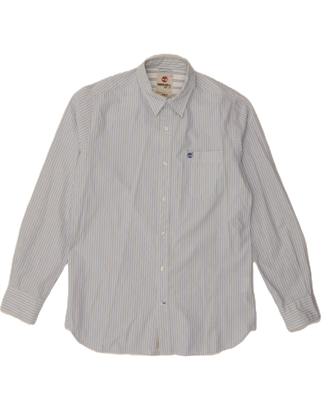 TIMBERLAND Mens Slim Fit Shirt Large Blue Striped Cotton Vintage Timberland and Second-Hand Timberland from Messina Hembry 