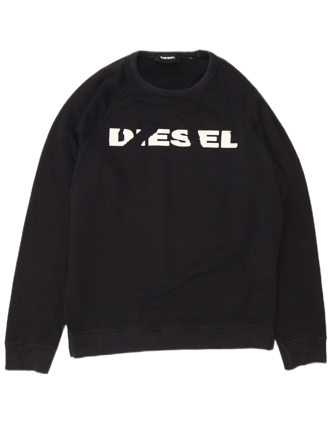 Diesel Mens Graphic Sweatshirt Jumper Large Black Cotton