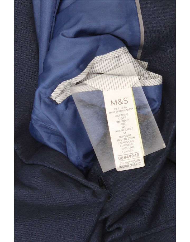Marks & Spencer Mens 2 Button Blazer Jacket UK 38 Medium Navy Blue