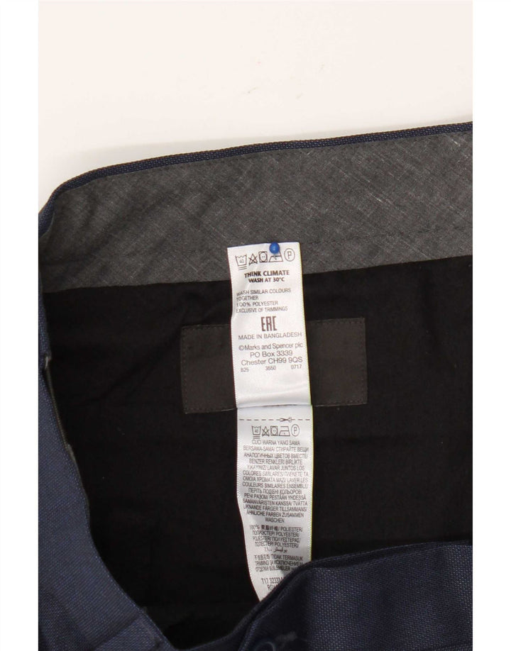 Marks & Spencer Mens Straight Regular Suit Trousers W36 L31 Navy Blue