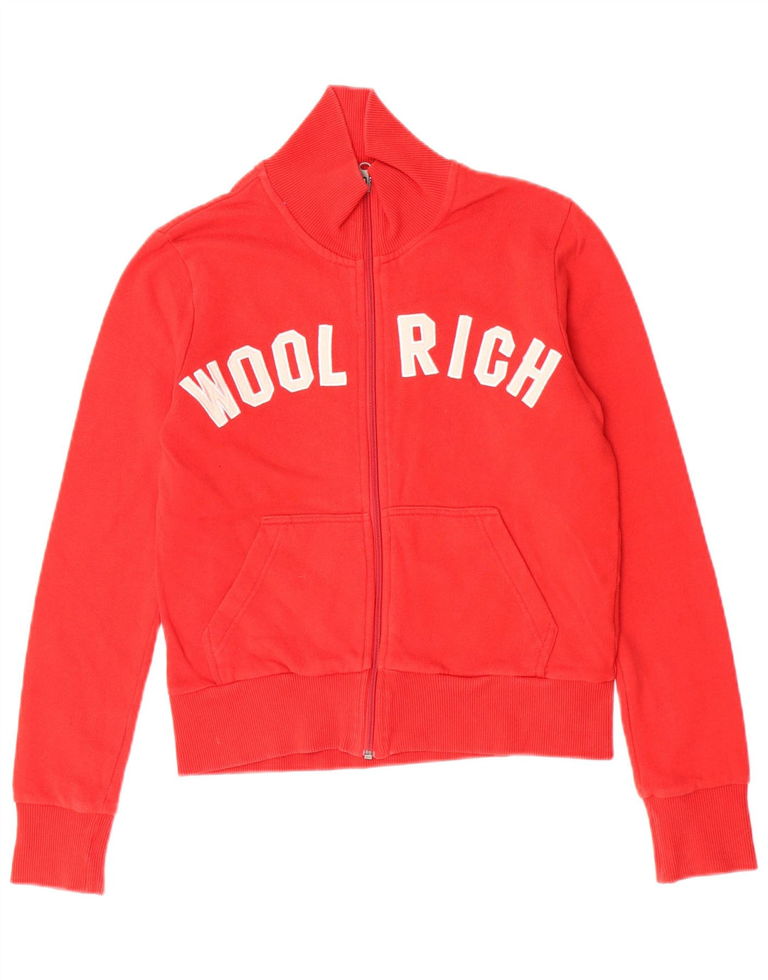 Woolrich Womens Graphic Tracksuit Top Jacket UK 12 Medium Red Cotton