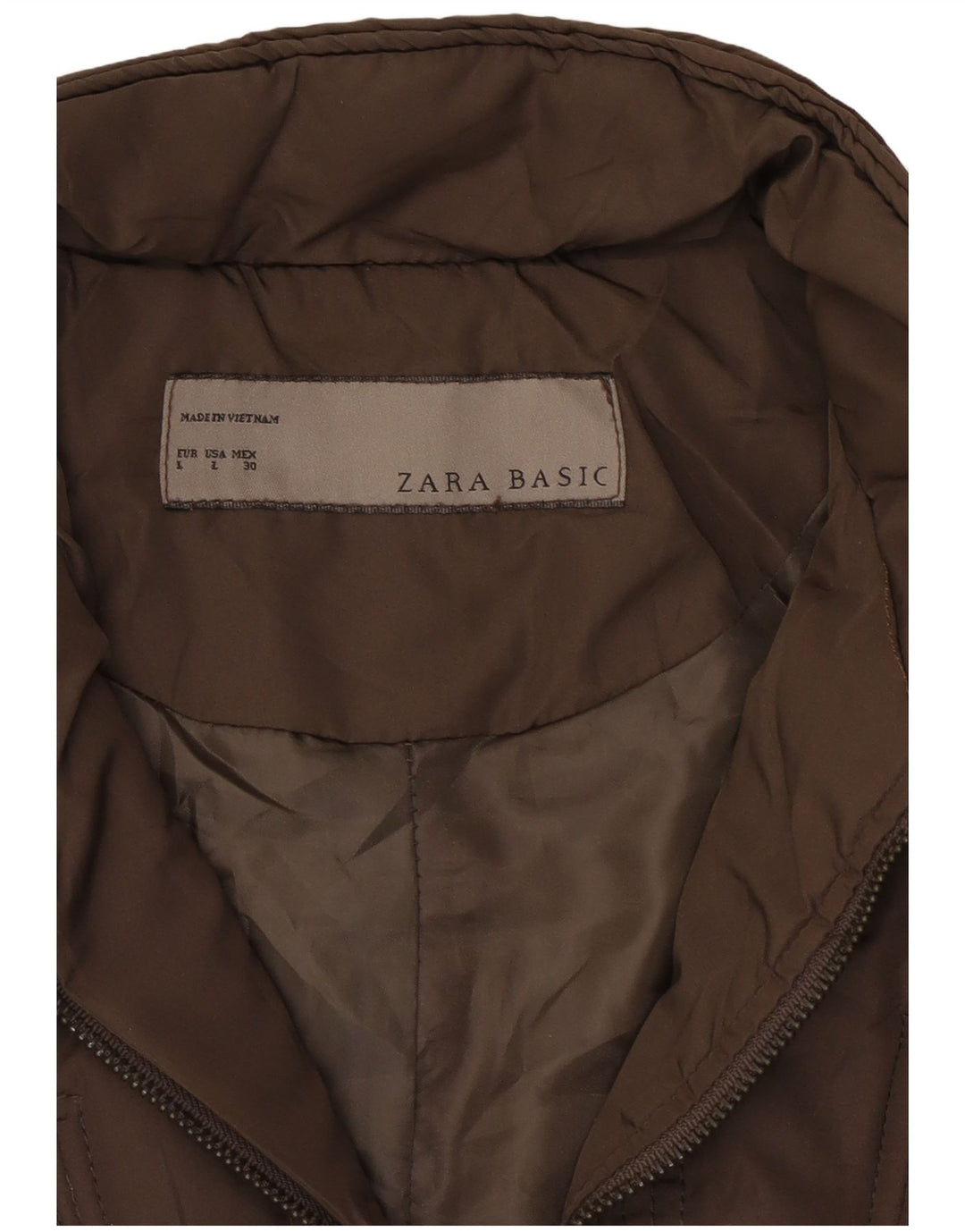 Zara Womens Quilted Jacket UK 16 Large Brown Polyester