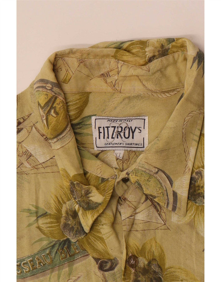 Fitzroy's Mens Graphic Shirt XL Green Floral