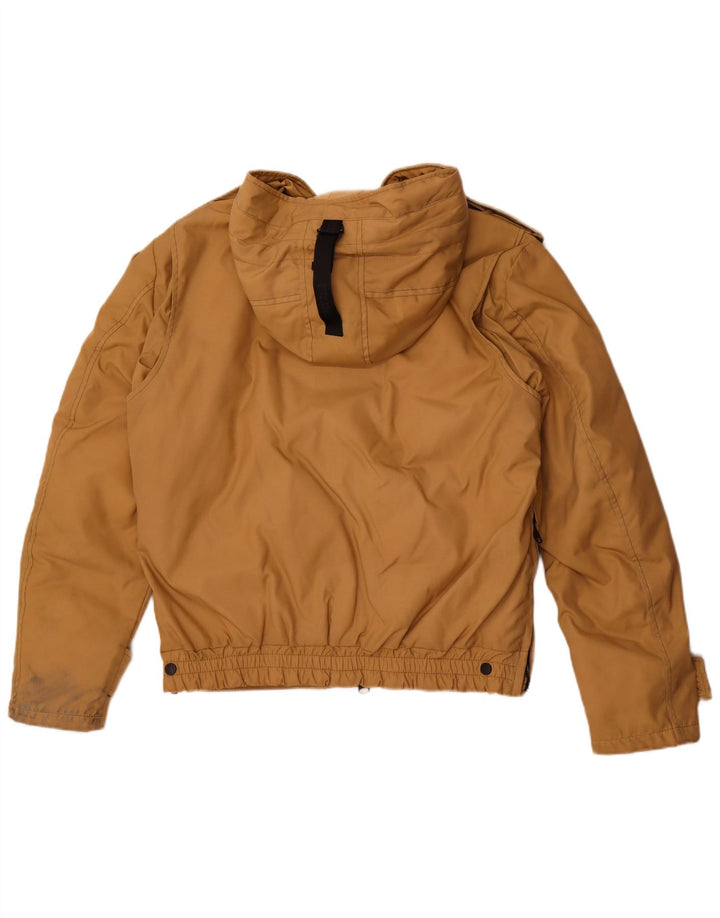 Blauer Mens Hooded Military Bomber Jacket UK 42 XL Beige Polyamide